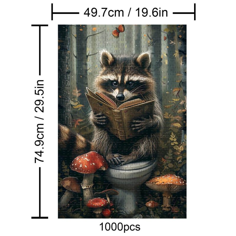 Studious Raccoon 500 / 1000 Piece Puzzle - Woodbests