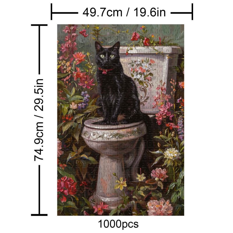 Elegant Black Cat 500 / 1000 Piece Puzzle - By Woodbests