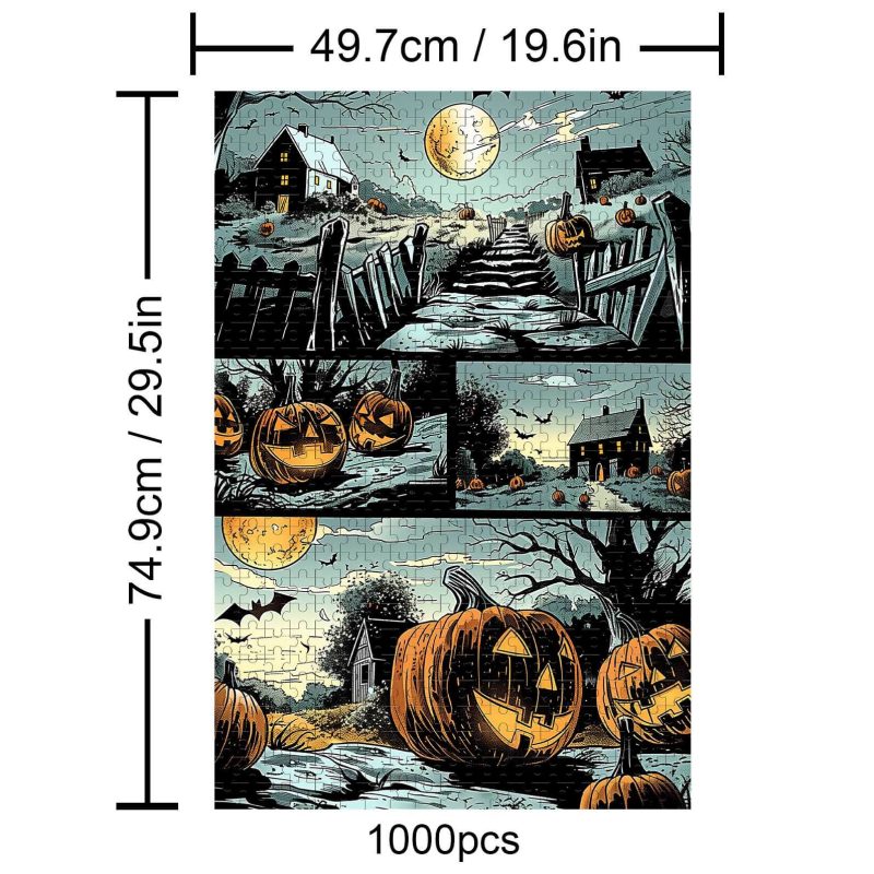 Scary Pumpkin 500 / 1000 Piece Puzzle - Woodbests