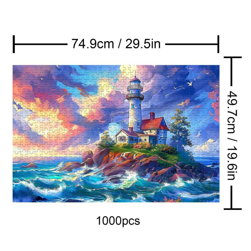 Lonely Island Lighthouse 500 / 1000 Piece Puzzle - By Woodbests