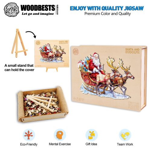 Santa and Rudolph Wooden Jigsaw Puzzle-Woodbests