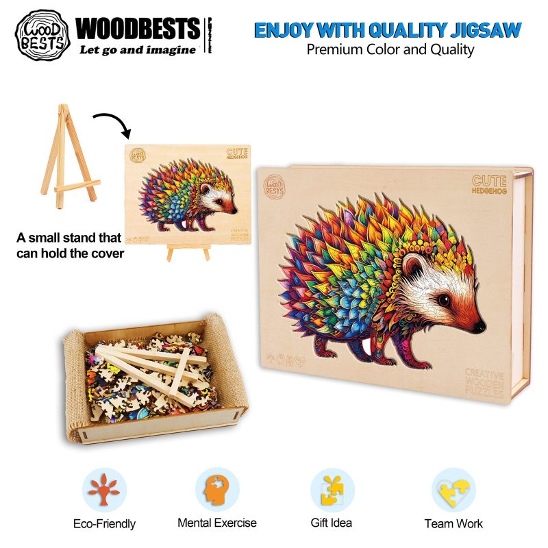 Cute Hedgehog Wooden Jigsaw Puzzle-Woodbests