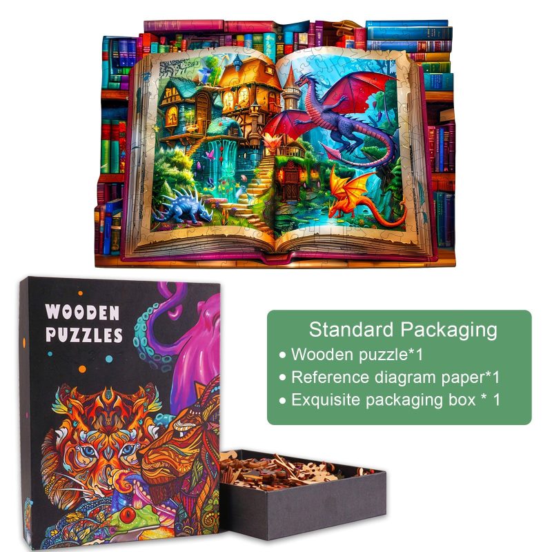 Fantasy World In Books Wooden Jigsaw Puzzle - By Woodbests