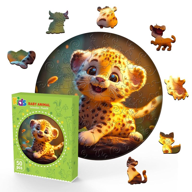 Cute Leopard Children's Wooden Jigsaw Puzzle-Woodbests