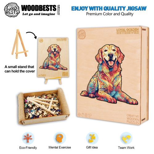 Loyal Golden Retriever Wooden Jigsaw Puzzle-Woodbests