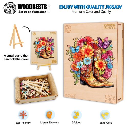 Cowgirl Boots Wooden Jigsaw Puzzle-Woodbests