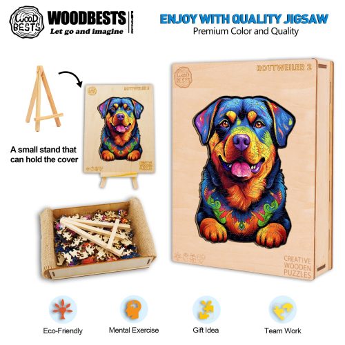 Rottweiler 2 Wooden Jigsaw Puzzle-Woodbests