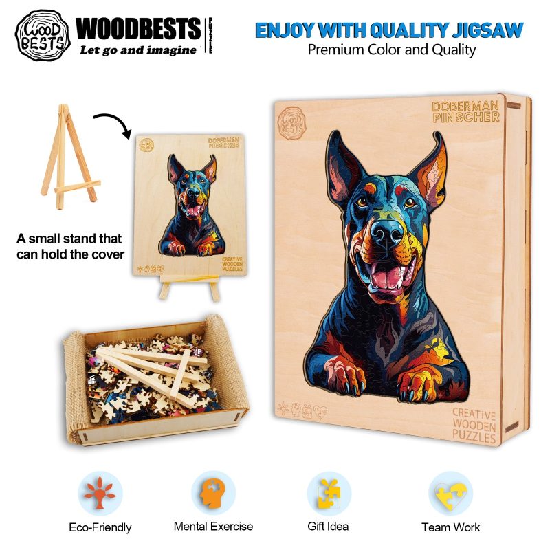 Doberman Pinscher Wooden Jigsaw Puzzle-Woodbests