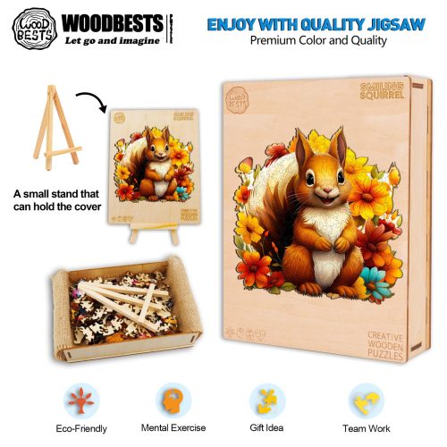 Smiling Squirrel Wooden Jigsaw Puzzle-Woodbests