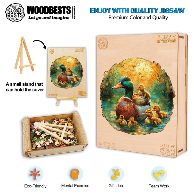 Duck In The Pond Wooden Jigsaw Puzzle-Woodbests