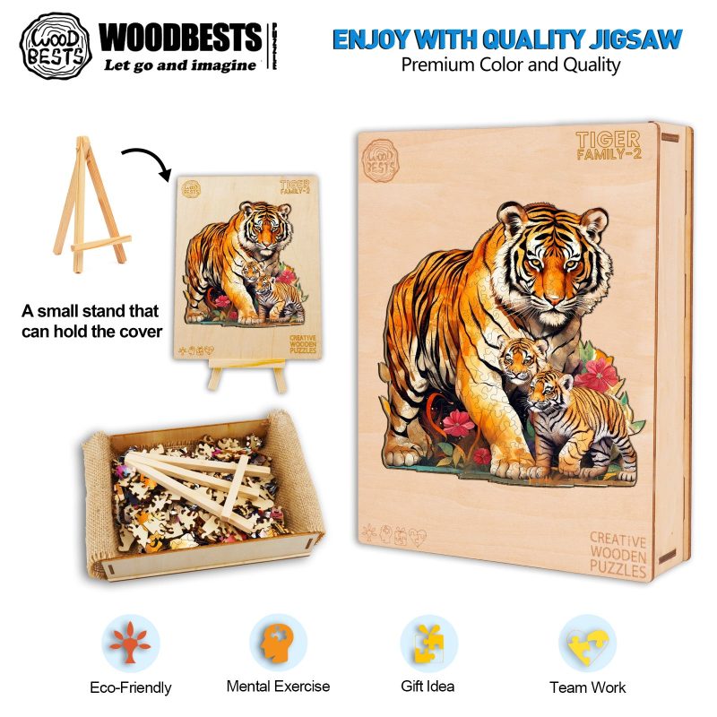 Tiger Family-2 Wooden Jigsaw Puzzle-Woodbests