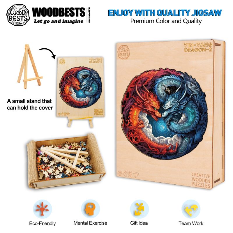 Yin-Yang Dragon-2 Wooden Jigsaw Puzzle