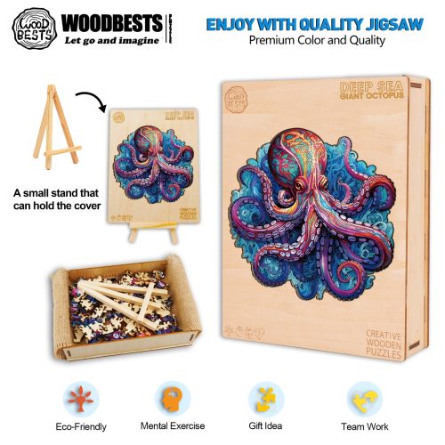 Deep Sea Giant Octopus Wooden Jigsaw Puzzle-Woodbests