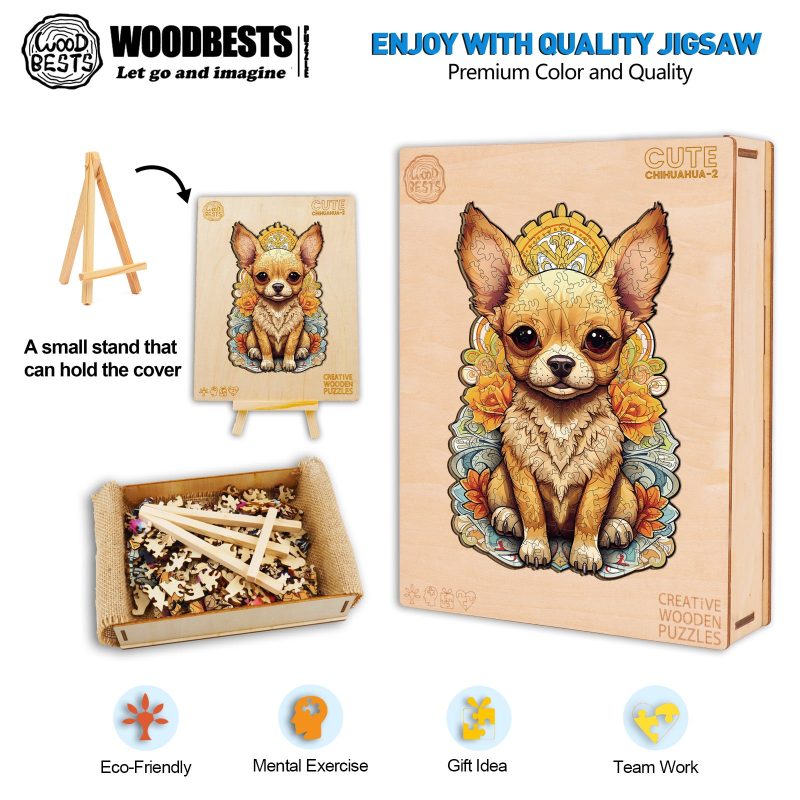 Cute Chihuahua-2 Wooden Jigsaw Puzzle-Woodbests