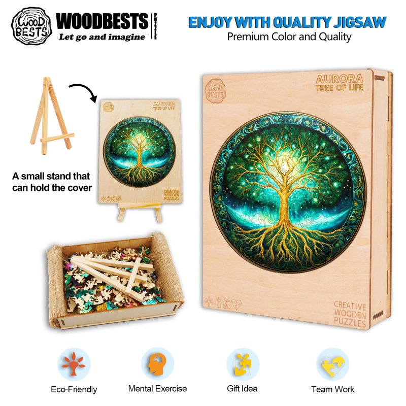 Aurora Tree of Life Wooden Jigsaw Puzzle-Woodbests