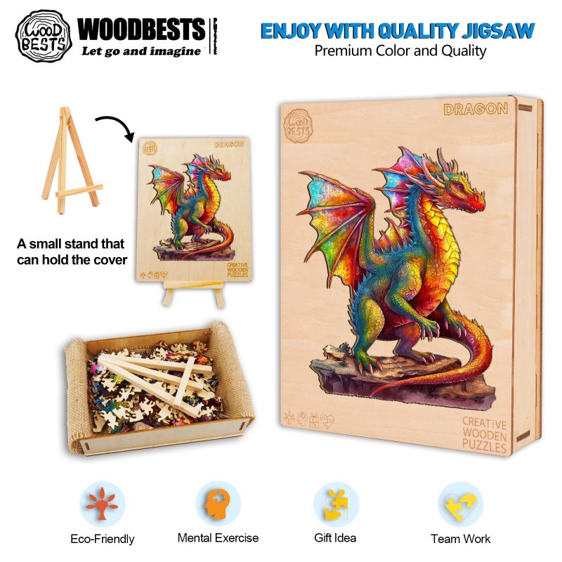 Colorful Dragon 2 Wooden Jigsaw Puzzle-Woodbests