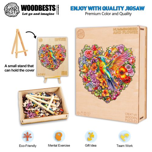 Hummingbird and Flower Wooden Jigsaw Puzzle-Woodbests