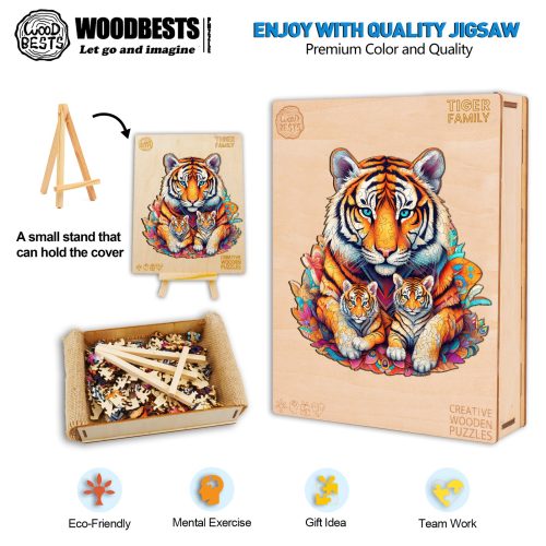 Tiger Family Wooden Jigsaw Puzzle-Woodbests