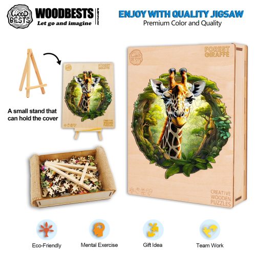 Forest Giraffe Wooden Jigsaw Puzzle-Woodbests