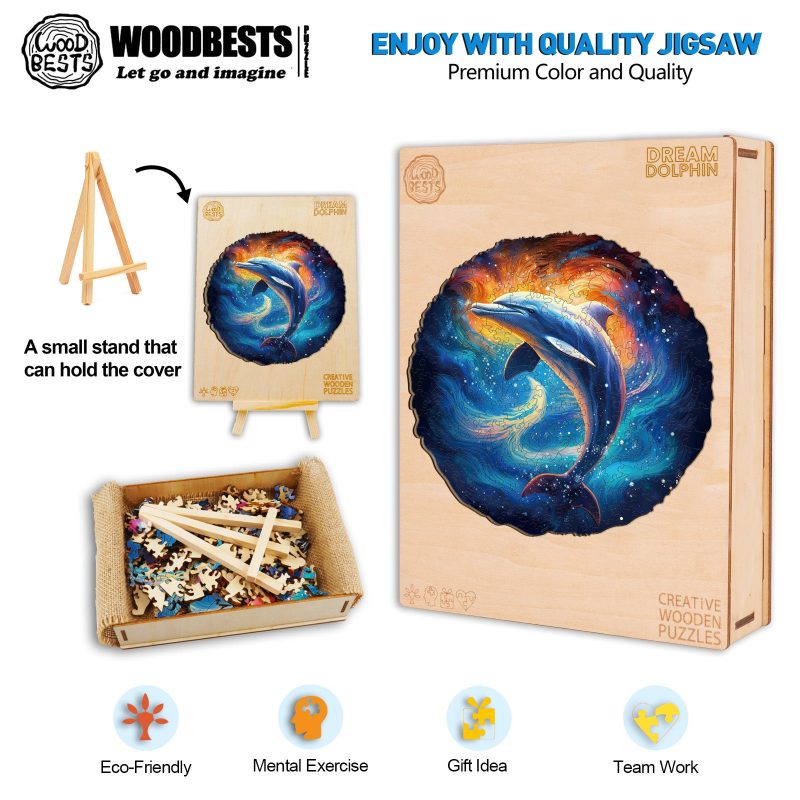 Dream Dolphin Wooden Jigsaw Puzzle-Woodbests