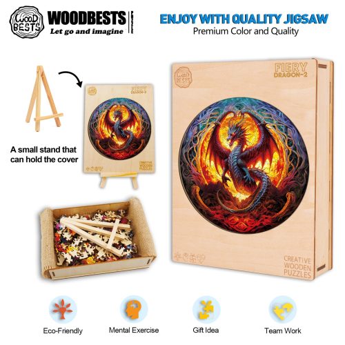 Fiery Dragon-2 Wooden Jigsaw Puzzle-Woodbests