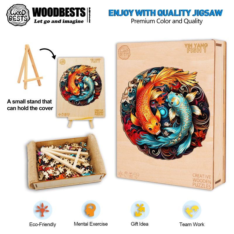 Yin Yang Fish 1 Wooden Jigsaw Puzzle-Woodbests