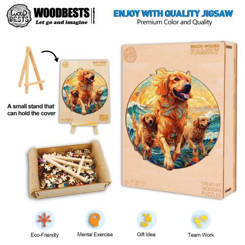 Beach Golden Family Wooden Jigsaw Puzzle-Woodbests