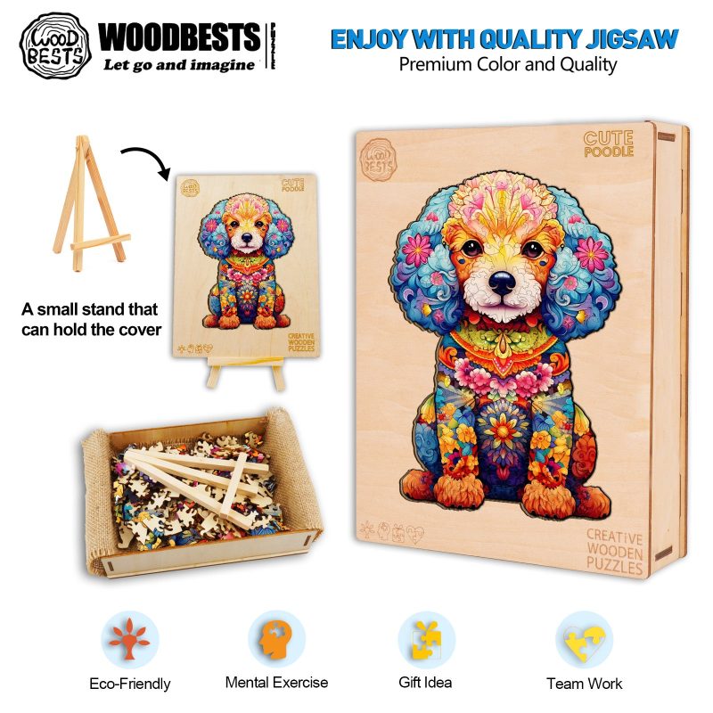 Cute Poodle Wooden Jigsaw Puzzle-Woodbests