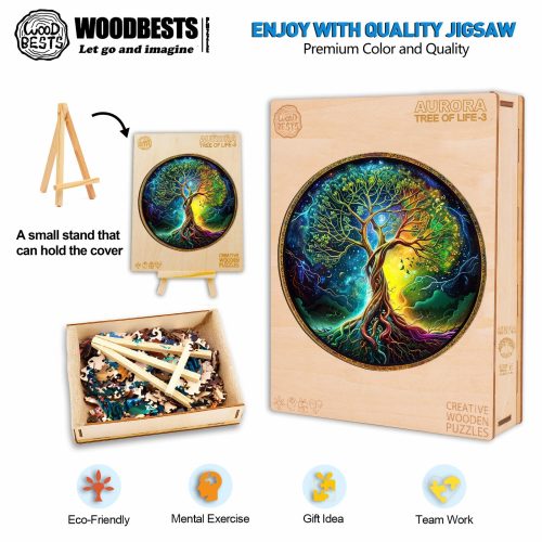 Aurora Tree of Life-3 Wooden Jigsaw Puzzle-Woodbests