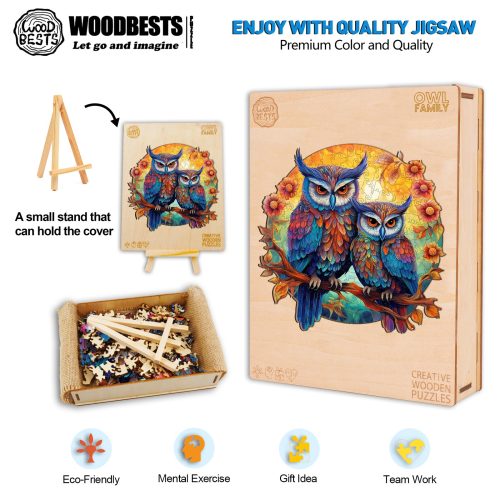 Owl Family Wooden Jigsaw Puzzle-Woodbests