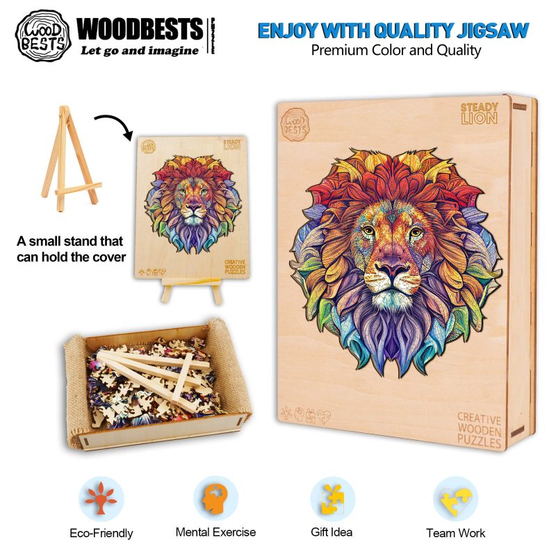 Steady Lion Wooden Jigsaw Puzzle-Woodbests