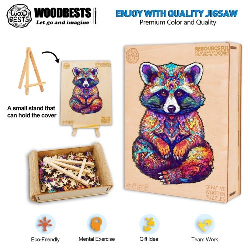 Resourceful Raccoon Wooden Jigsaw Puzzle-Woodbests