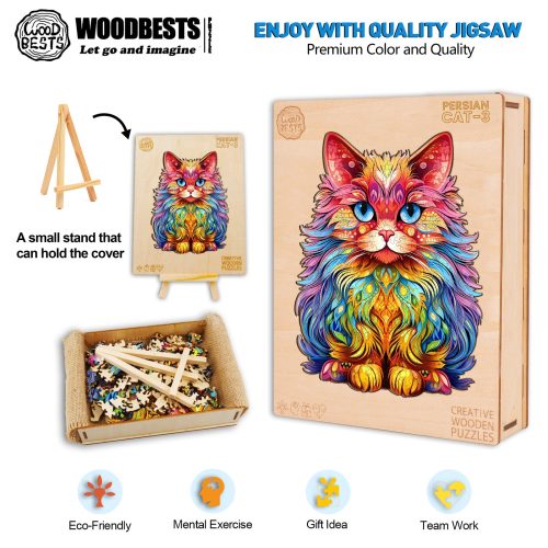 Persian Cat-3 Wooden Jigsaw Puzzle-Woodbests