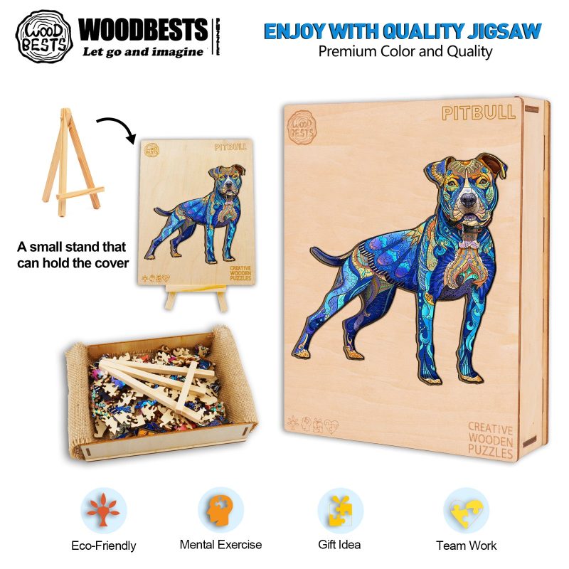 Pitbull Wooden Jigsaw Puzzle-Woodbests