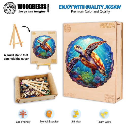 Deep Sea Turtles -1 Wooden Jigsaw Puzzle-Woodbests