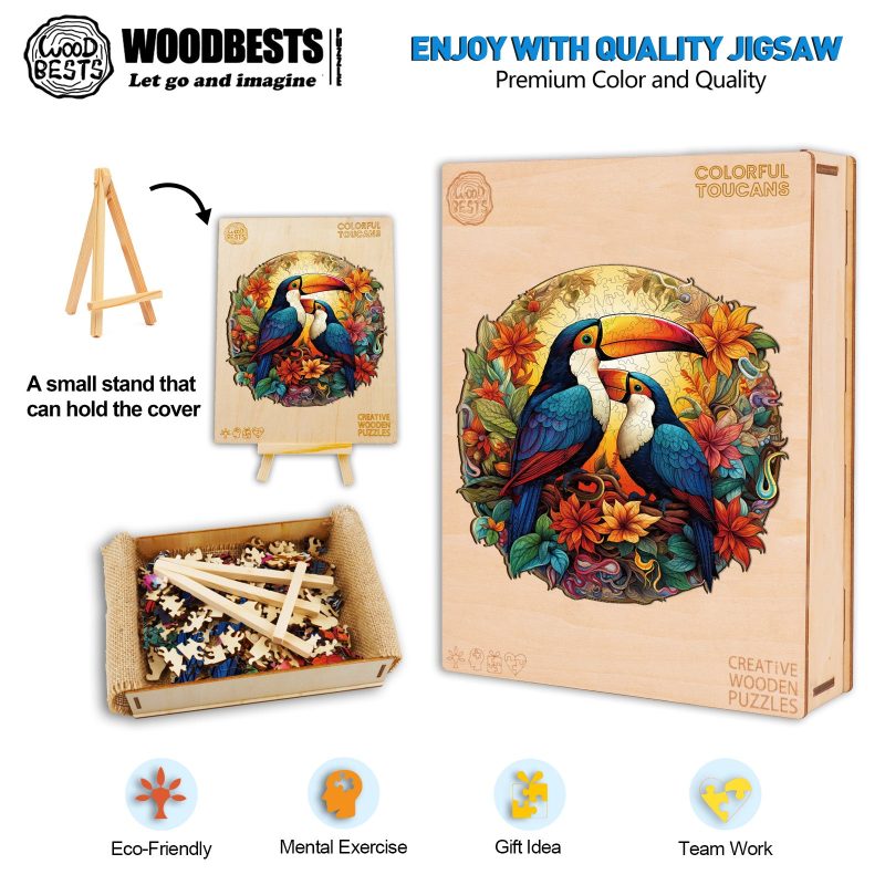 Colorful Toucans Wooden Jigsaw Puzzle-Woodbests