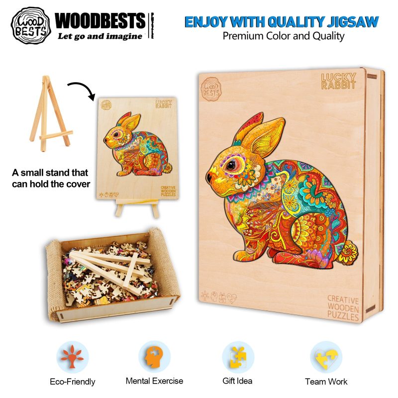 Lucky Rabbit Wooden Jigsaw Puzzle-Woodbests