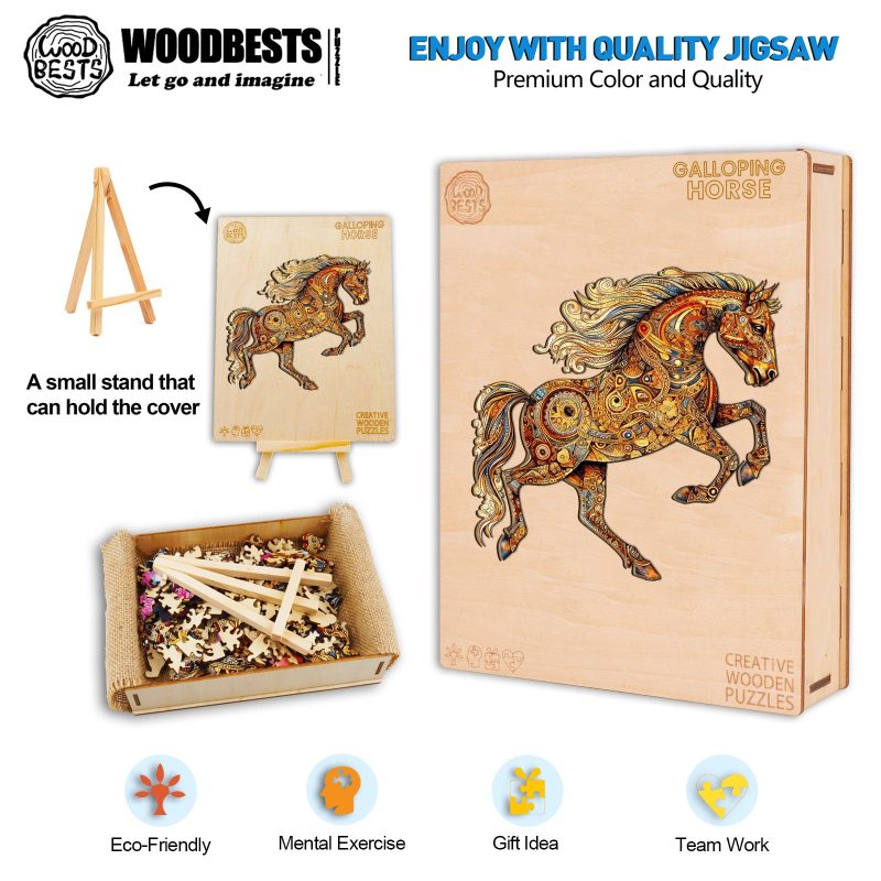 Galloping Horse Wooden Jigsaw Puzzle-Woodbests