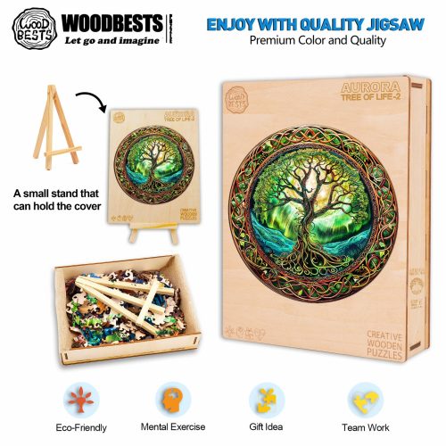 Aurora Tree of Life-2 Wooden Jigsaw Puzzle-Woodbests