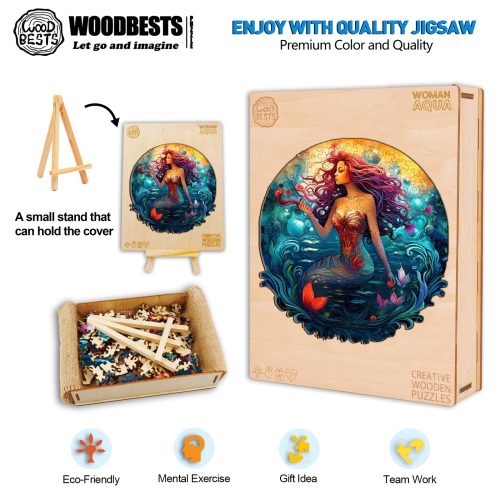 Aqua Woman Wooden Jigsaw Puzzle-Woodbests