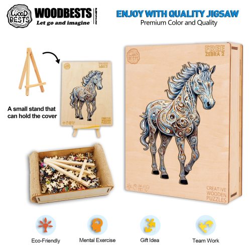 Free Zebra 2 Wooden Jigsaw Puzzle-Woodbests