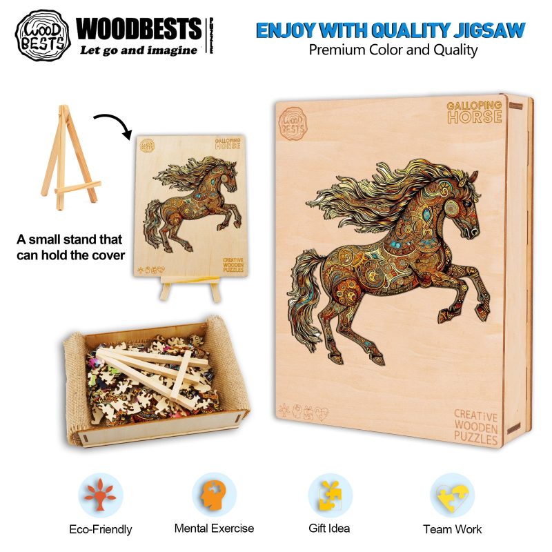 Galloping Horse Wooden Jigsaw Puzzle-Woodbests