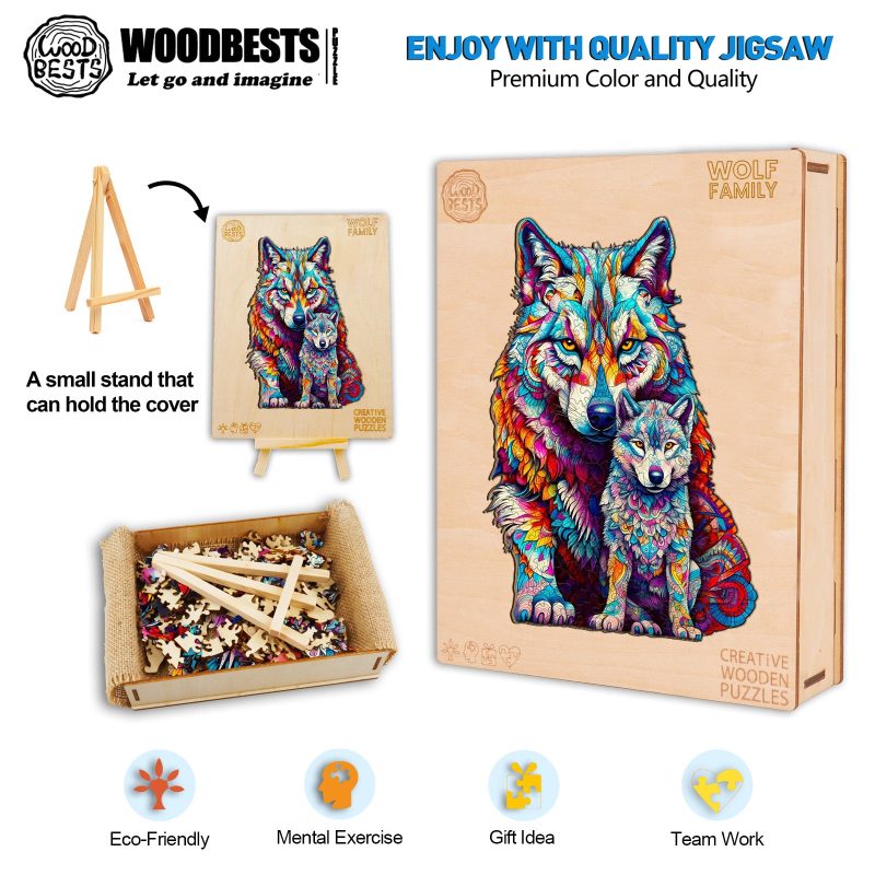 Wolf Family Wooden Jigsaw Puzzle-Woodbests