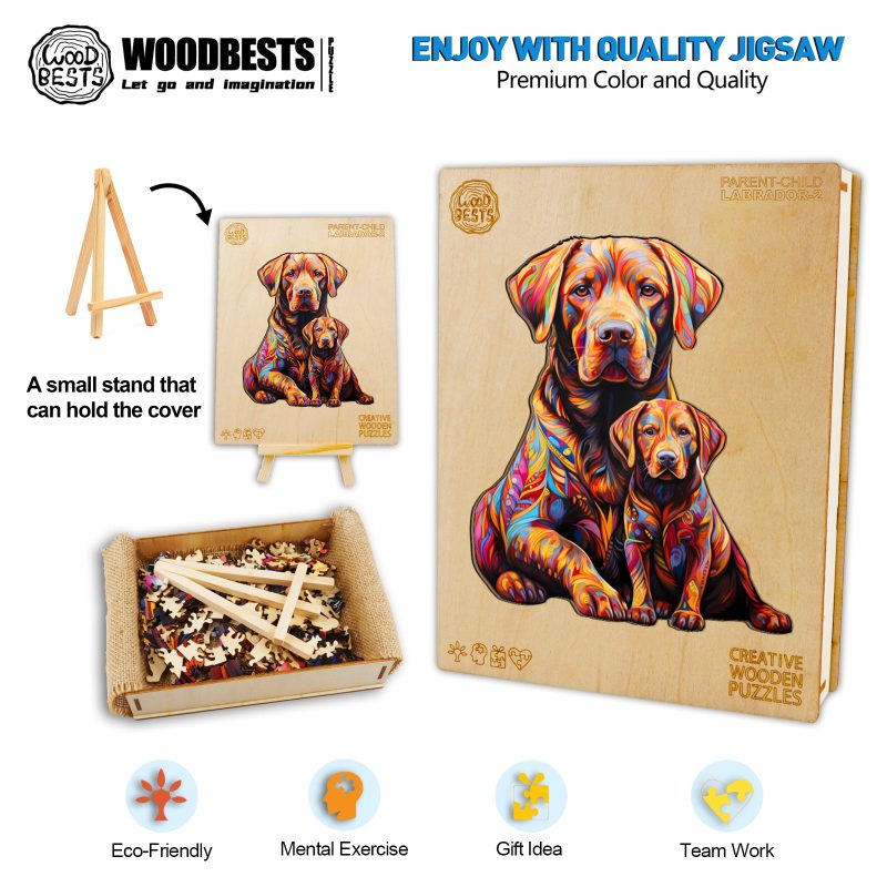 Parent-child Labrador-2 Wooden Jigsaw Puzzle-Woodbests