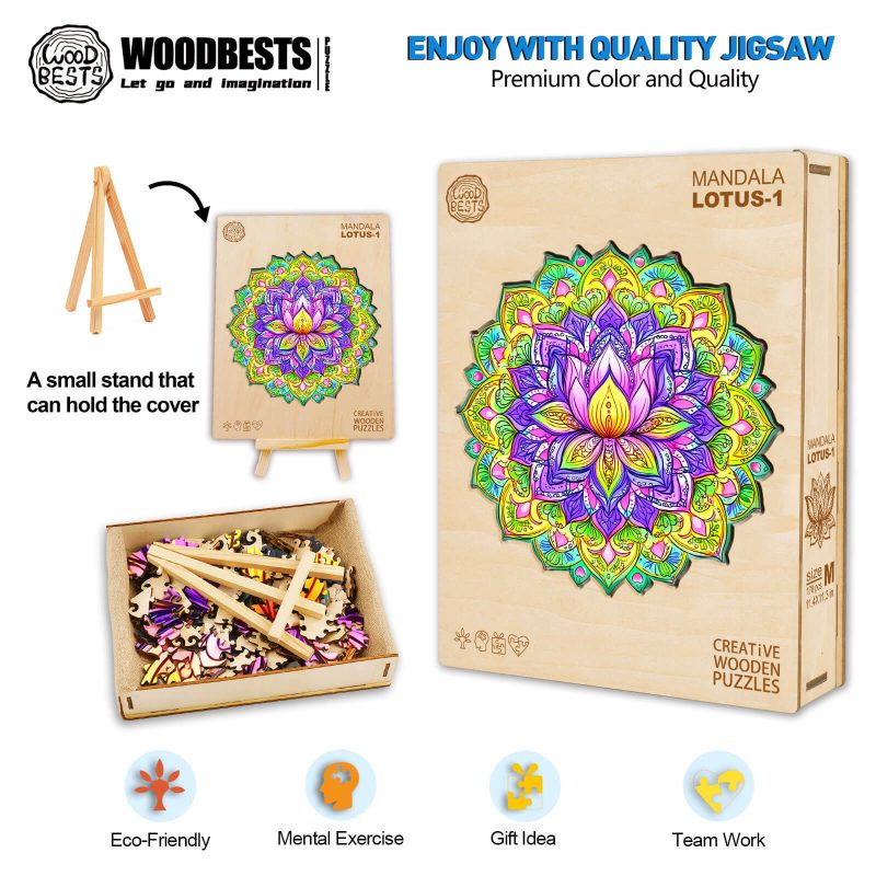 Mandala Lotus-1 Wooden Jigsaw Puzzle - Woodbests