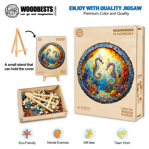 3D Seahorses in Harmony Wooden Jigsaw Puzzle - Woodbests