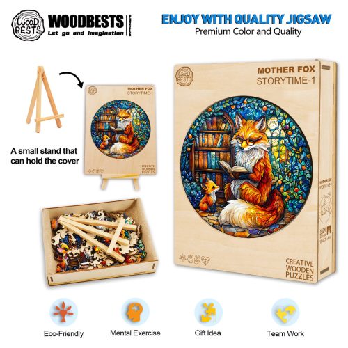 Mother Fox Storytime-1 Wooden Jigsaw Puzzle - By Woodbests