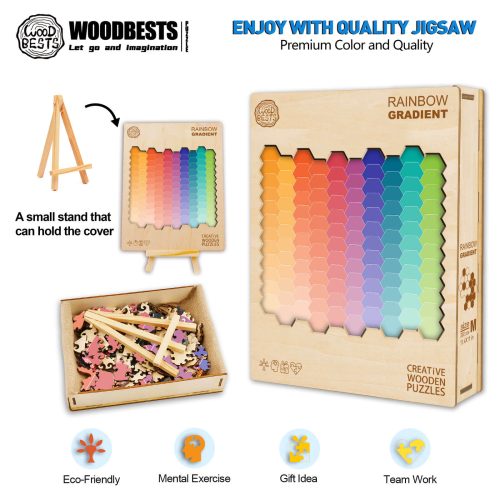 Rainbow Gradient Wooden Jigsaw Puzzle - Woodbests