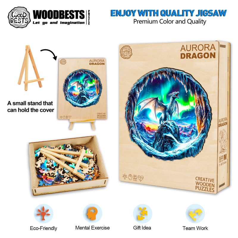 3D Aurora Dragon Wooden Jigsaw Puzzle - Woodbests