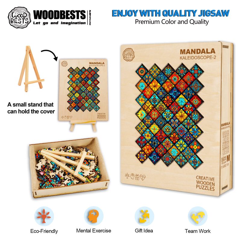 Mandala Kaleidoscope-2 Wooden Jigsaw Puzzle - Woodbests